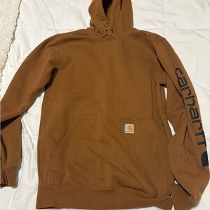 Carhartt Men's Tan Hoodie with Logo Sleeve
